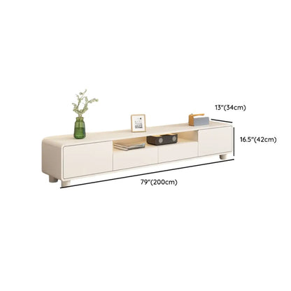 Meuble TV moderne en bois blanc avec tiroirs et placards
