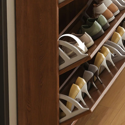 Meuble à chaussures traditionnel en bois massif à 3 niveaux, dissimulé et réglable
