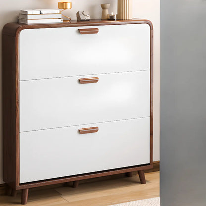 Meuble à chaussures traditionnel en bois massif à 3 niveaux, dissimulé et réglable