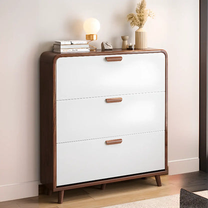 Meuble à chaussures traditionnel en bois massif à 3 niveaux, dissimulé et réglable