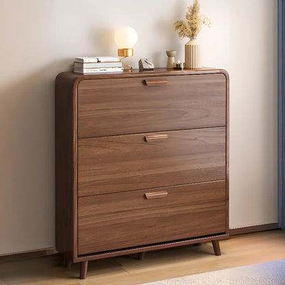 Meuble à chaussures traditionnel en bois massif à 3 niveaux, dissimulé et réglable