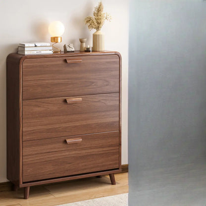 Meuble à chaussures traditionnel en bois massif à 3 niveaux, dissimulé et réglable