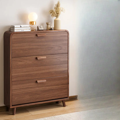 Meuble à chaussures traditionnel en bois massif à 3 niveaux, dissimulé et réglable