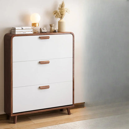 Meuble à chaussures traditionnel en bois massif à 3 niveaux, dissimulé et réglable