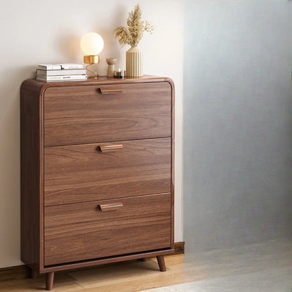 Meuble à chaussures traditionnel en bois massif à 3 niveaux, dissimulé et réglable