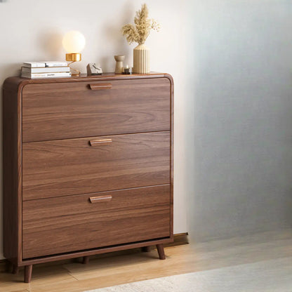 Meuble à chaussures traditionnel en bois massif à 3 niveaux, dissimulé et réglable