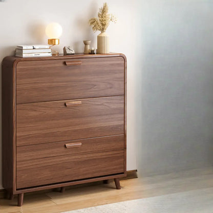 Meuble à chaussures traditionnel en bois massif à 3 niveaux, dissimulé et réglable