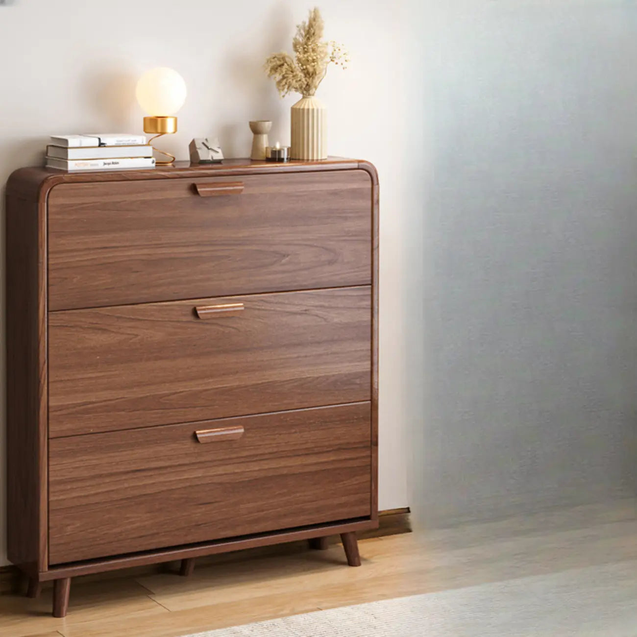 Meuble à chaussures traditionnel en bois massif à 3 niveaux, dissimulé et réglable