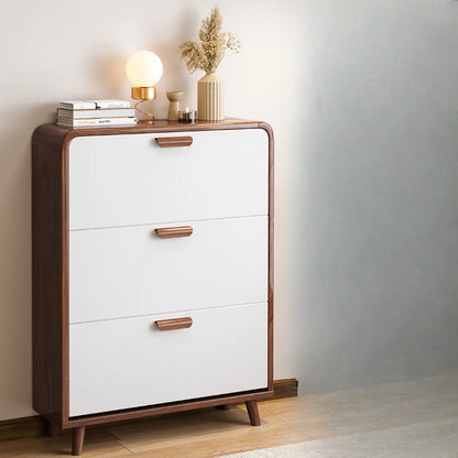 Meuble à chaussures traditionnel en bois massif à 3 niveaux, dissimulé et réglable