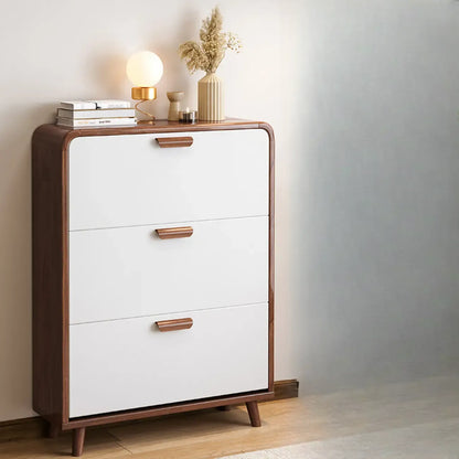 Meuble à chaussures traditionnel en bois massif à 3 niveaux, dissimulé et réglable