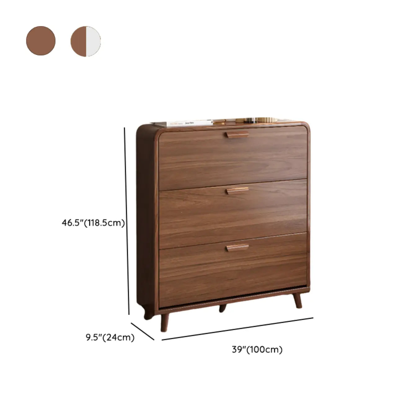 Meuble à chaussures traditionnel en bois massif à 3 niveaux, dissimulé et réglable