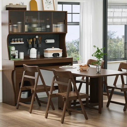 Buffet de cuisine mobile en bois naturel avec portes