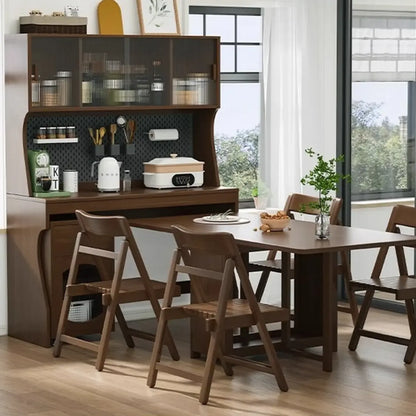 Buffet de cuisine mobile en bois naturel avec portes