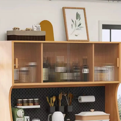 Buffet de cuisine mobile en bois naturel avec portes