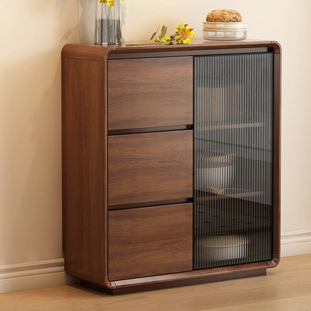 Buffet décontracté en bois couleur expresso avec tiroirs