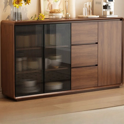 Buffet décontracté en bois couleur expresso avec tiroirs