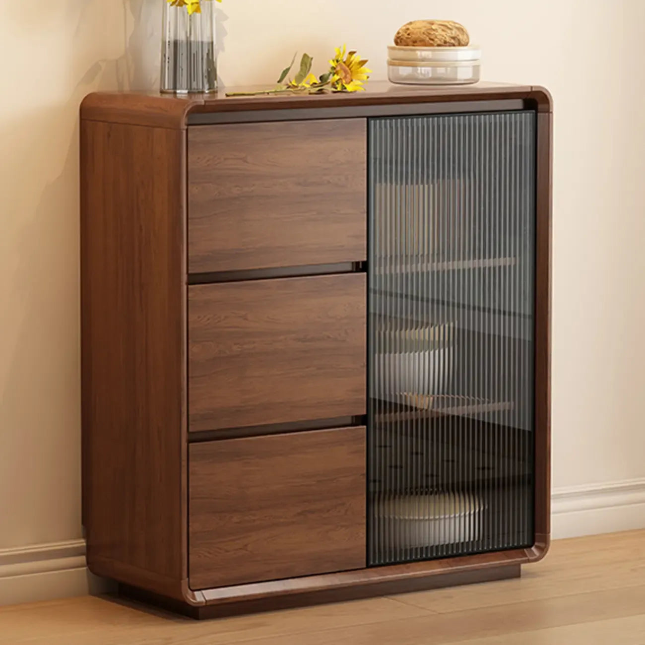 Buffet décontracté en bois couleur expresso avec tiroirs