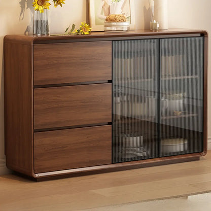 Buffet décontracté en bois couleur expresso avec tiroirs