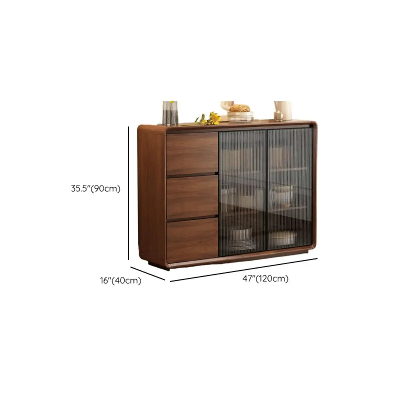 Buffet décontracté en bois couleur expresso avec tiroirs
