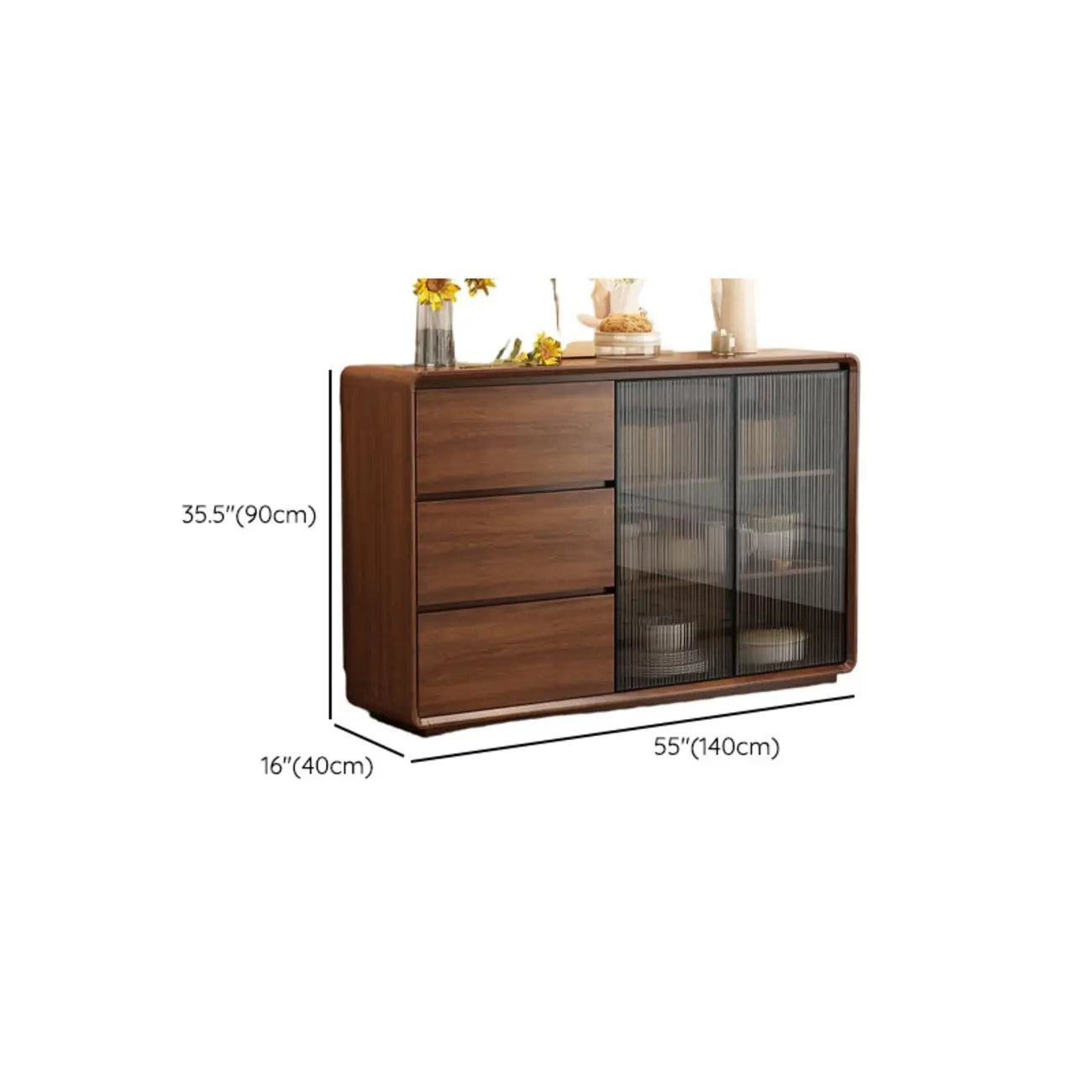 Buffet décontracté en bois couleur expresso avec tiroirs