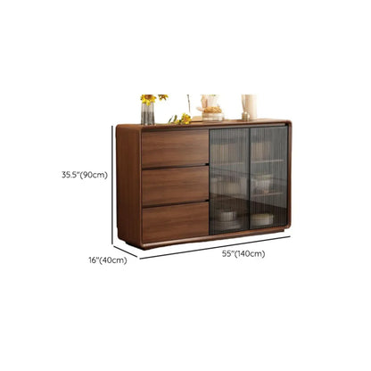 Buffet décontracté en bois couleur expresso avec tiroirs