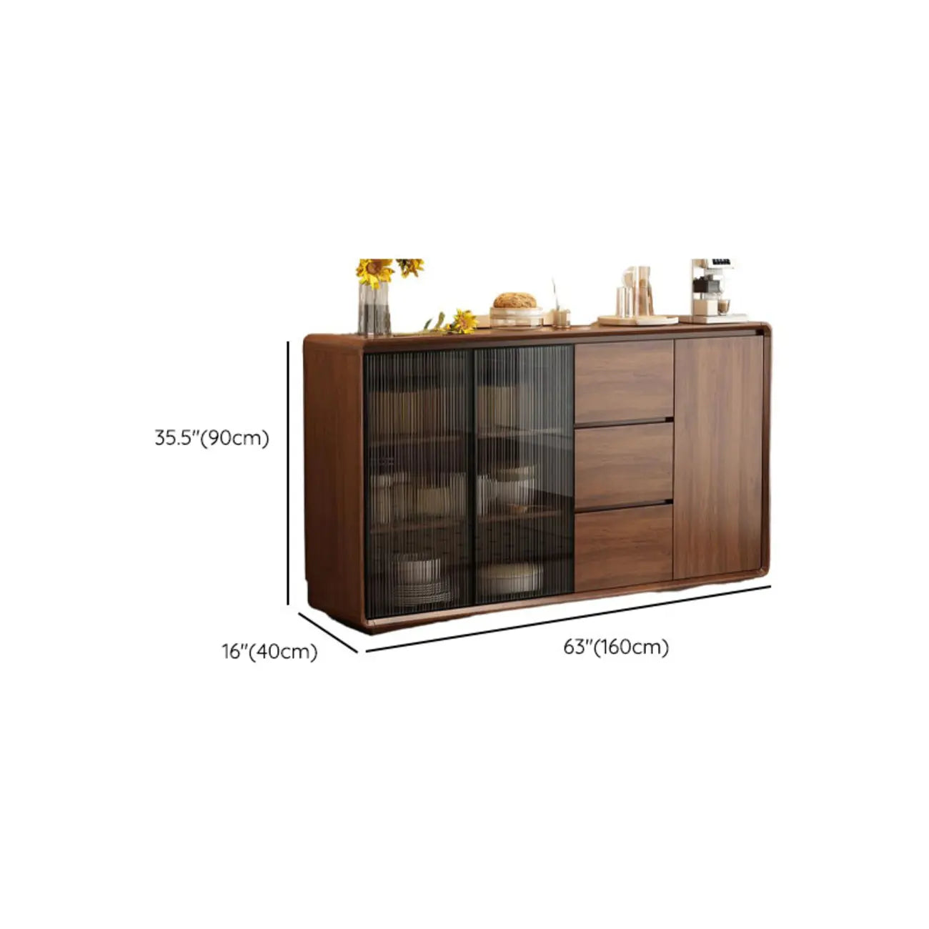 Buffet décontracté en bois couleur expresso avec tiroirs