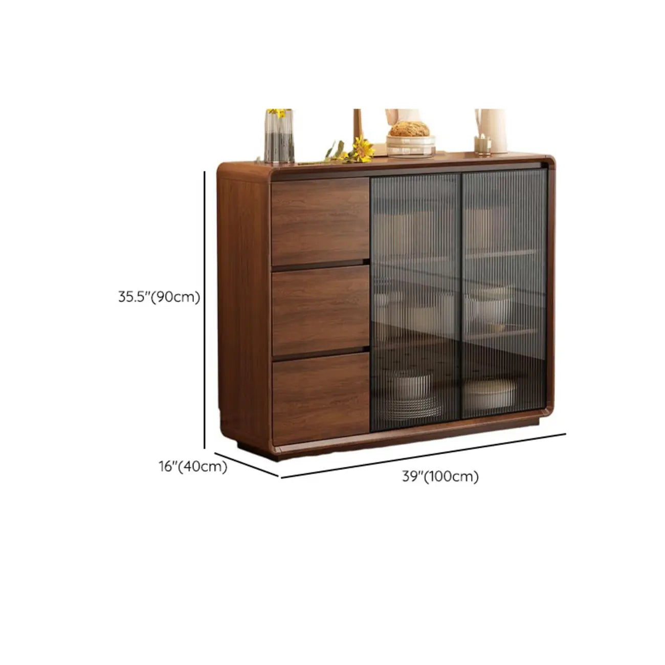 Buffet décontracté en bois couleur expresso avec tiroirs