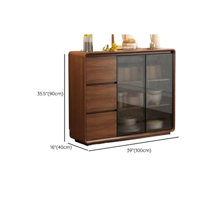 Buffet décontracté en bois couleur expresso avec tiroirs