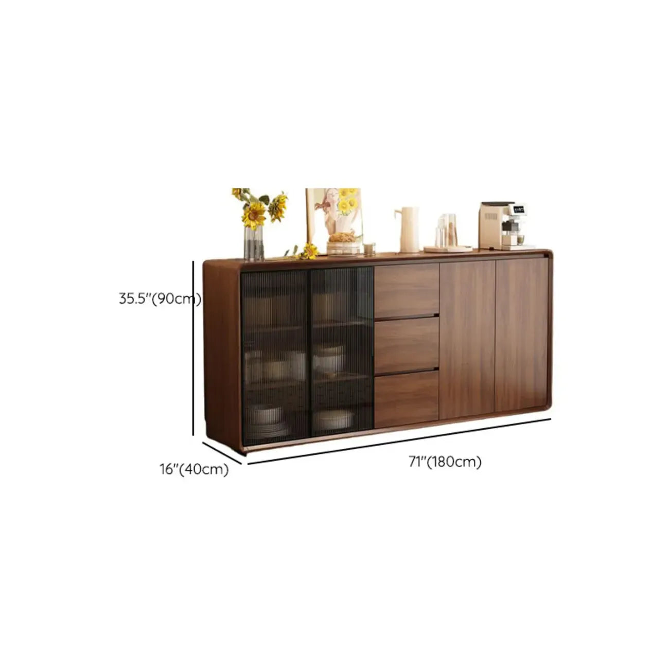 Buffet décontracté en bois couleur expresso avec tiroirs