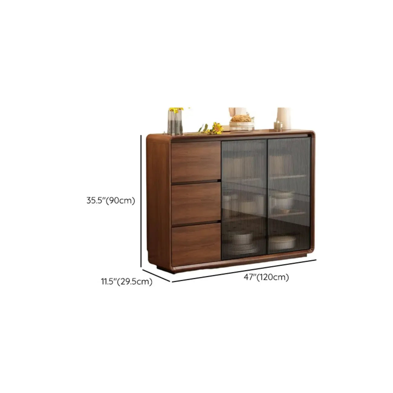 Buffet décontracté en bois couleur expresso avec tiroirs