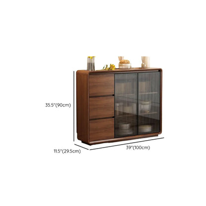 Buffet décontracté en bois couleur expresso avec tiroirs