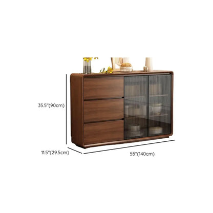 Buffet décontracté en bois couleur expresso avec tiroirs