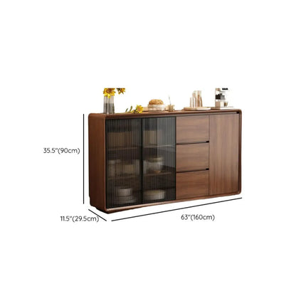 Buffet décontracté en bois couleur expresso avec tiroirs