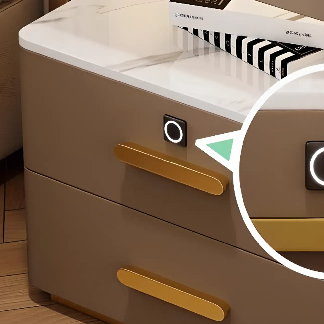 Table de chevet avec tiroir de rangement et chargeur sans fil LED