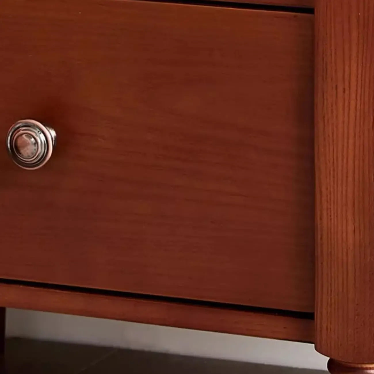 Table de chevet en bois noir à 2 tiroirs, style campagne française