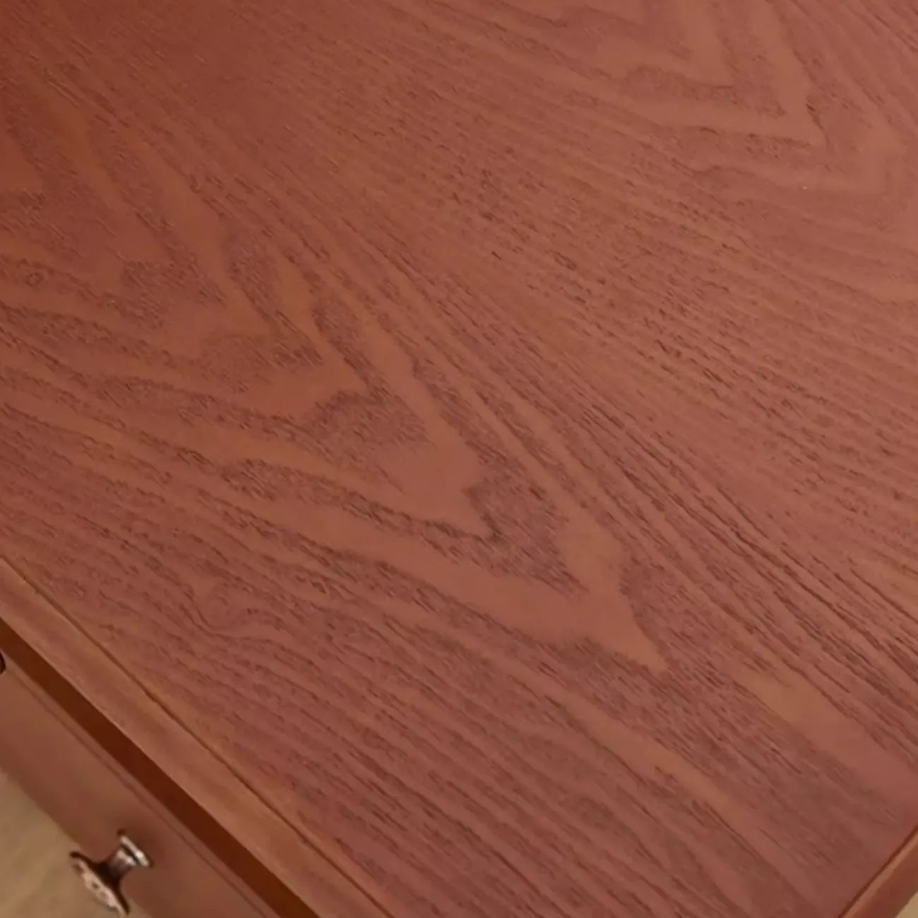 Table de chevet en bois noir à 2 tiroirs, style campagne française