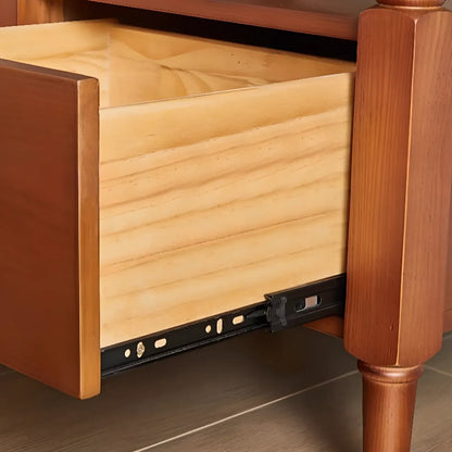 Table de chevet en bois noir à 2 tiroirs, style campagne française