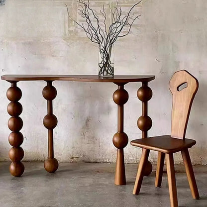 Console d'entrée artistique en noyer avec pieds tournés