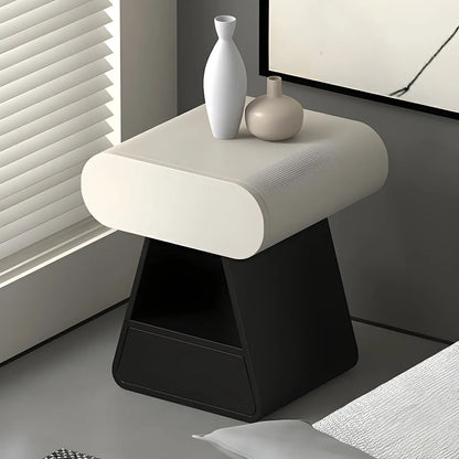 Table de chevet rectangulaire simple en bois noir et blanc à 2 tiroirs