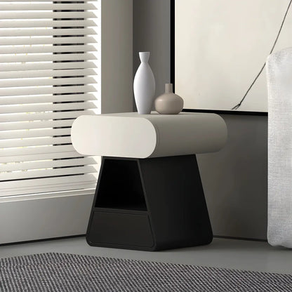 Table de chevet rectangulaire simple en bois noir et blanc à 2 tiroirs