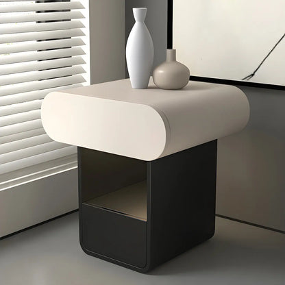 Table de chevet rectangulaire simple en bois noir et blanc à 2 tiroirs