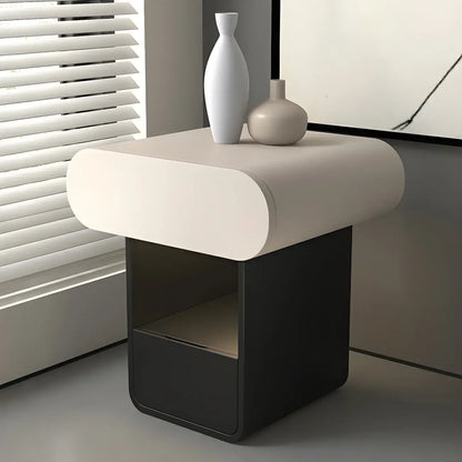 Table de chevet rectangulaire simple en bois noir et blanc à 2 tiroirs