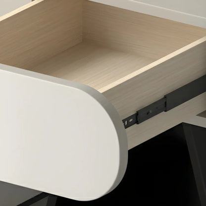 Table de chevet rectangulaire simple en bois noir et blanc à 2 tiroirs