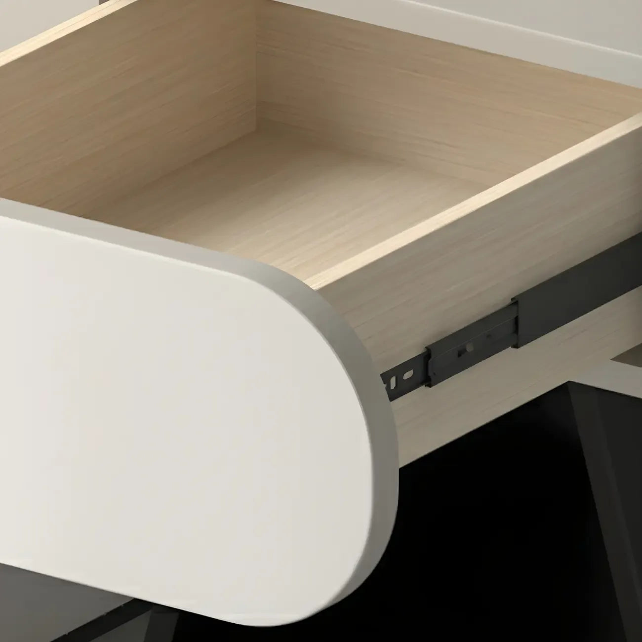 Table de chevet rectangulaire simple en bois noir et blanc à 2 tiroirs