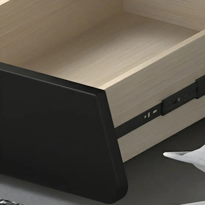 Table de chevet rectangulaire simple en bois noir et blanc à 2 tiroirs