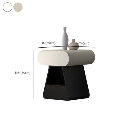 Table de chevet rectangulaire simple en bois noir et blanc à 2 tiroirs