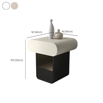 Table de chevet rectangulaire simple en bois noir et blanc à 2 tiroirs