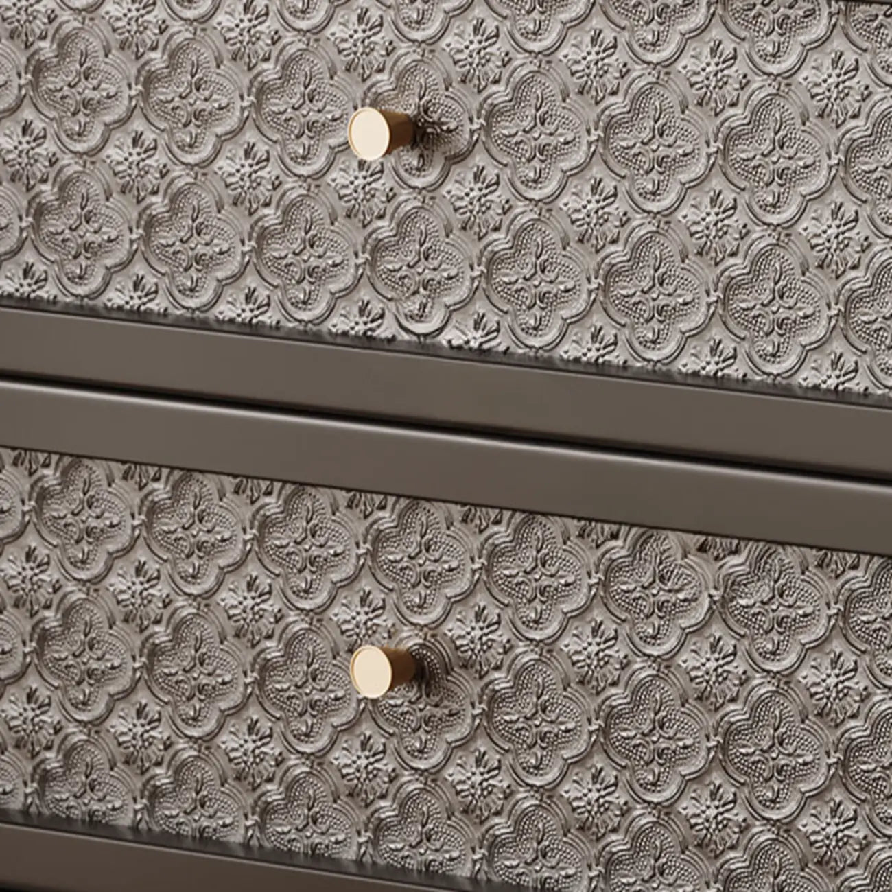 Table de chevet vintage en bois massif avec tiroirs et finition à motifs