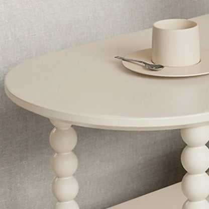 Table d'appoint roulante ovale noire en bois à 2 niveaux avec rangement