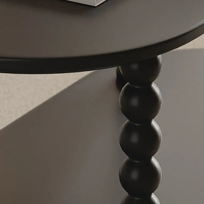 Table d'appoint roulante ovale noire en bois à 2 niveaux avec rangement